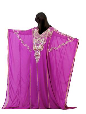 Purple georgette zari stone work islamic style farasha 1