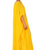 Yellow georgette zari stone work islamic style farasha