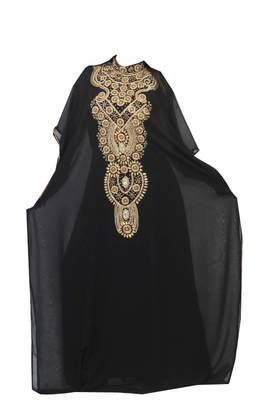 Black georgette zari stone work islamic style farasha 1