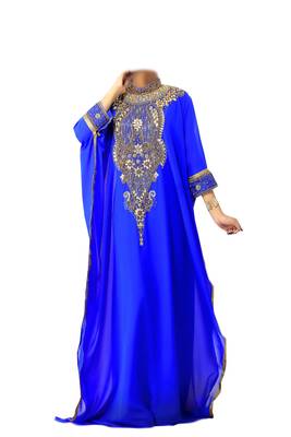 Blue georgette zari stone work islamic style farasha 1