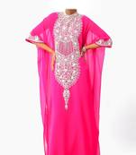 Pink georgette zari stone work islamic style farasha