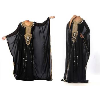 Black georgette zari stone work islamic style farasha 1