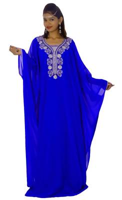 Blue georgette zari stone work islamic style farasha 1