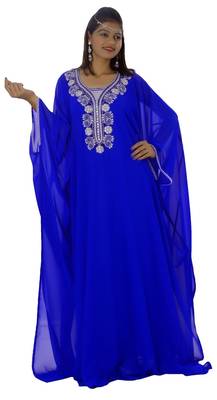 Blue georgette zari stone work islamic style farasha 2