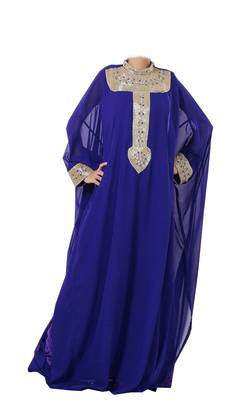 Navy blue georgette zari stone work islamic style farasha 1