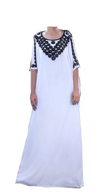 White georgette zari stone work islamic style farasha 1