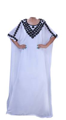 White georgette zari stone work islamic style farasha 2