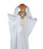 White georgette zari stone work islamic style farasha