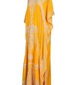Yellow georgette zari stone work islamic style farasha