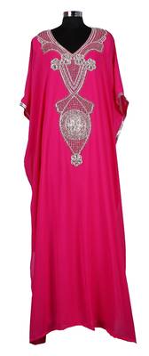 Pink georgette zari stone work islamic style farasha 1