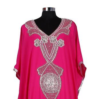 Pink georgette zari stone work islamic style farasha 3