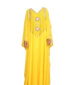 Yellow georgette zari stone work islamic style farasha