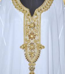 White georgette zari stone work islamic style farasha