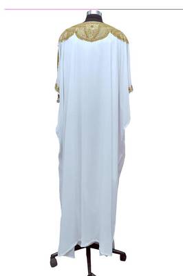 White georgette zari stone work islamic style farasha 1
