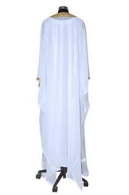 White georgette zari stone work islamic style farasha 3