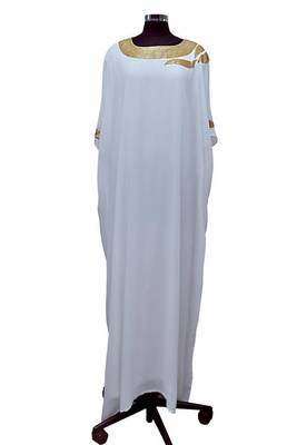 White georgette zari stone work islamic style farasha 4