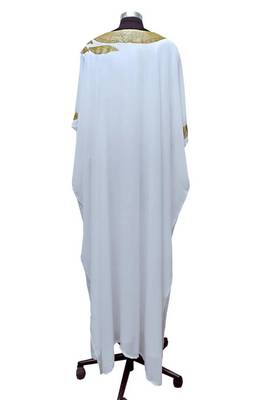 White georgette zari stone work islamic style farasha 1