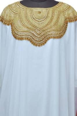 White georgette zari stone work islamic style farasha 2