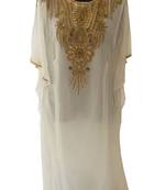 White georgette zari stone work islamic style farasha