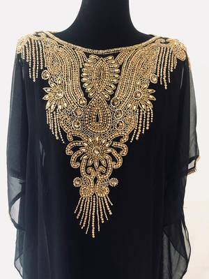 Black georgette zari stone work islamic style farasha 1