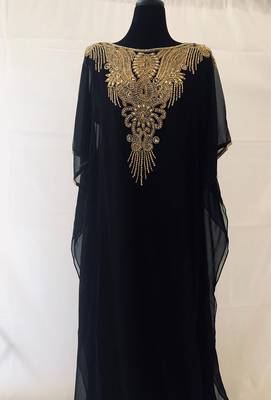 Black georgette zari stone work islamic style farasha 2