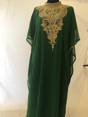 Green georgette zari stone work islamic style farasha 1
