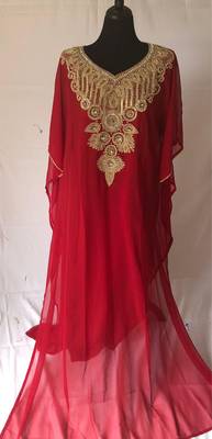 Pink georgette zari stone work islamic style farasha 1