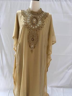 Cream georgette zari stone work islamic style farasha 1