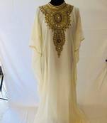 White georgette zari stone work islamic style farasha