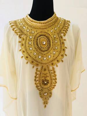 White georgette zari stone work islamic style farasha 2