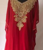 Red georgette zari stone work islamic style farasha