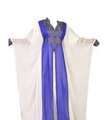 White and blue georgette zari stone work islamic style farasha