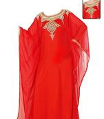 Red georgette zari stone work islamic style farasha