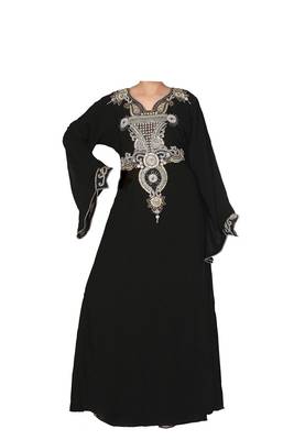 Black georgette zari stone work islamic style farasha 1