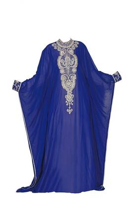 Blue georgette zari stone work islamic style farasha 1