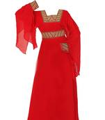 Red georgette zari stone work islamic style farasha