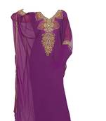 Purple georgette zari stone work islamic style farasha