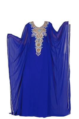 Blue georgette zari stone work islamic style farasha 1