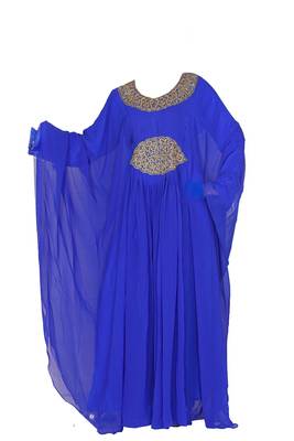Blue georgette zari stone work islamic style farasha 1
