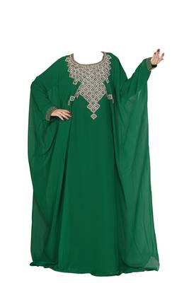 Green georgette zari stone work islamic style farasha 1
