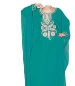Teal georgette zari stone work islamic style farasha