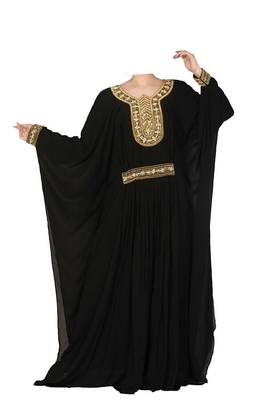 Black georgette zari stone work islamic style farasha 1