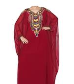 Maroon georgette zari stone work islamic style farasha