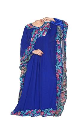 Blue georgette zari stone work islamic style farasha 1