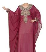Magenta georgette zari stone work islamic style farasha