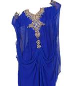 Blue georgette zari stone work islamic style farasha