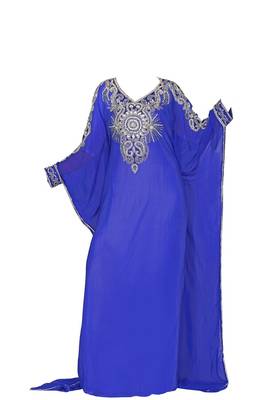 Blue georgette zari stone work islamic style farasha 1