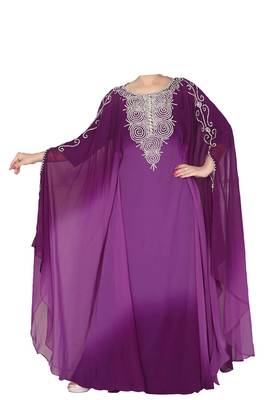 Wine georgette zari stone work islamic style farasha 1