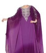 Wine georgette zari stone work islamic style farasha