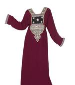Magenta georgette zari stone work islamic style farasha